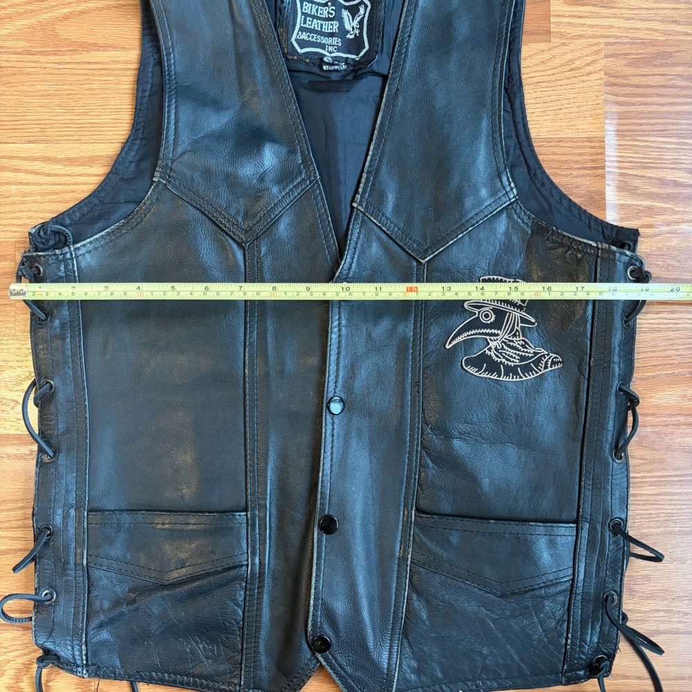 Vintage Biker's Leather Accessories Plague Doctor Vest Goth Grunge Biker Size 40 - Picture 7 of 11